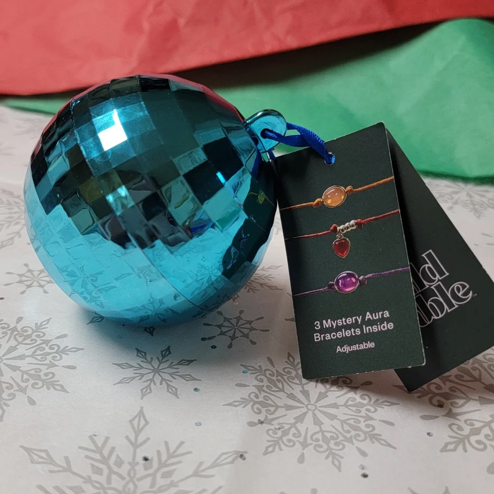 Mystery Aura Bracelets Christmas Tree Ornament Silver Disco Ball Suprise Gift